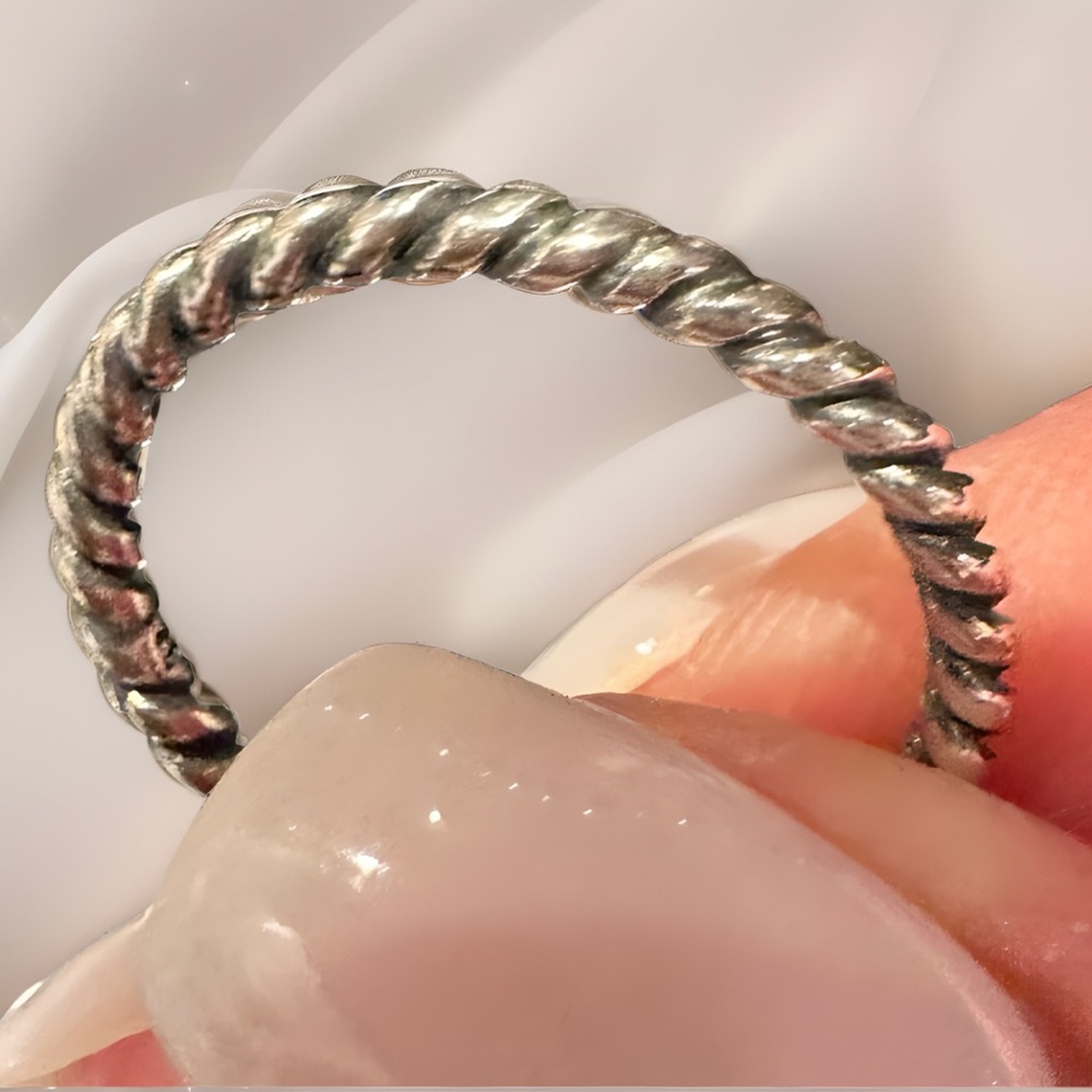 Sterling silver braided rope ring